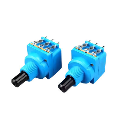 Serie WH116AK Potenciómetro de doble control de oscurecimiento B500K de 5 pines con interruptor rotativo longitud del mango del eje medio 16MM