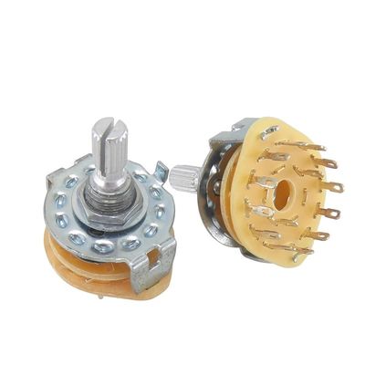 Muestras gratuitas Arco redondo de metal 25 mm 1 polo 3 posición 4 posición 12 posición Selector de voltaje Alfa RS25 interruptor rotativo