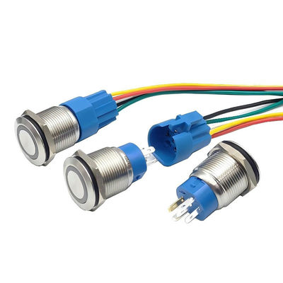 Interruptor de luz resistente al agua de 16 mm/19 mm/22 mm con formulario de contacto de 12 mm y 1NO1NC Ring White LED Light Pushbutton Switch