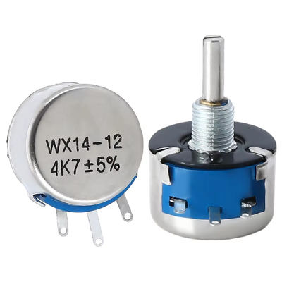 WX14-12 Potenciómetro de heridas de alambre de giro único de 3 W sin bloqueo 470 Ohms 1K 2K2 4K7 10K para aplicaciones industriales