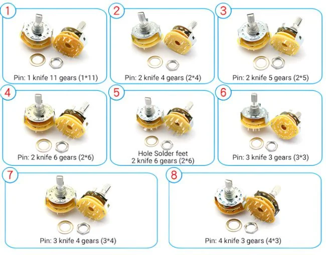 10 Durabilidad Interruptores de selector rotativo para un ángulo de rotación suave 7
