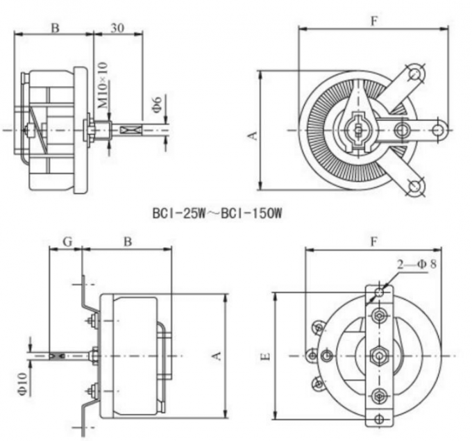 Potenci&oacute;metro de cuerda de alambre de alta potencia Disco reost&aacute;tico giratorio Resistor cer&aacute;mico variable 25W 50W BC1-50W BC1 4