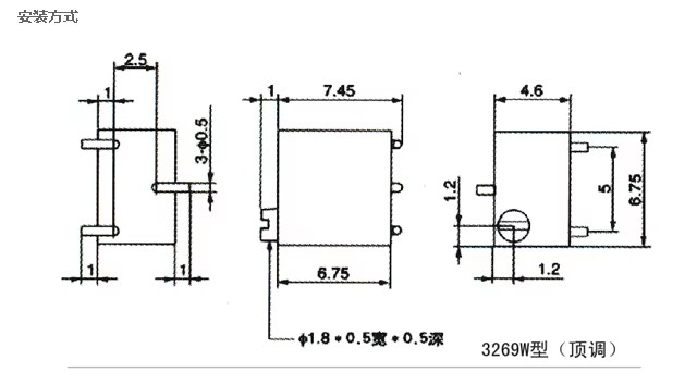 BONENS 3269W SMD Resistor variable 3269X Potenciómetro de recorte 3269P 500 OHM 0,25W 13