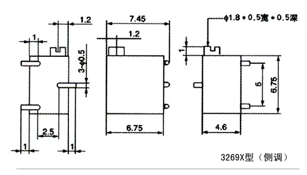 BONENS 3269W SMD Resistor variable 3269X Potenciómetro de recorte 3269P 500 OHM 0,25W 14