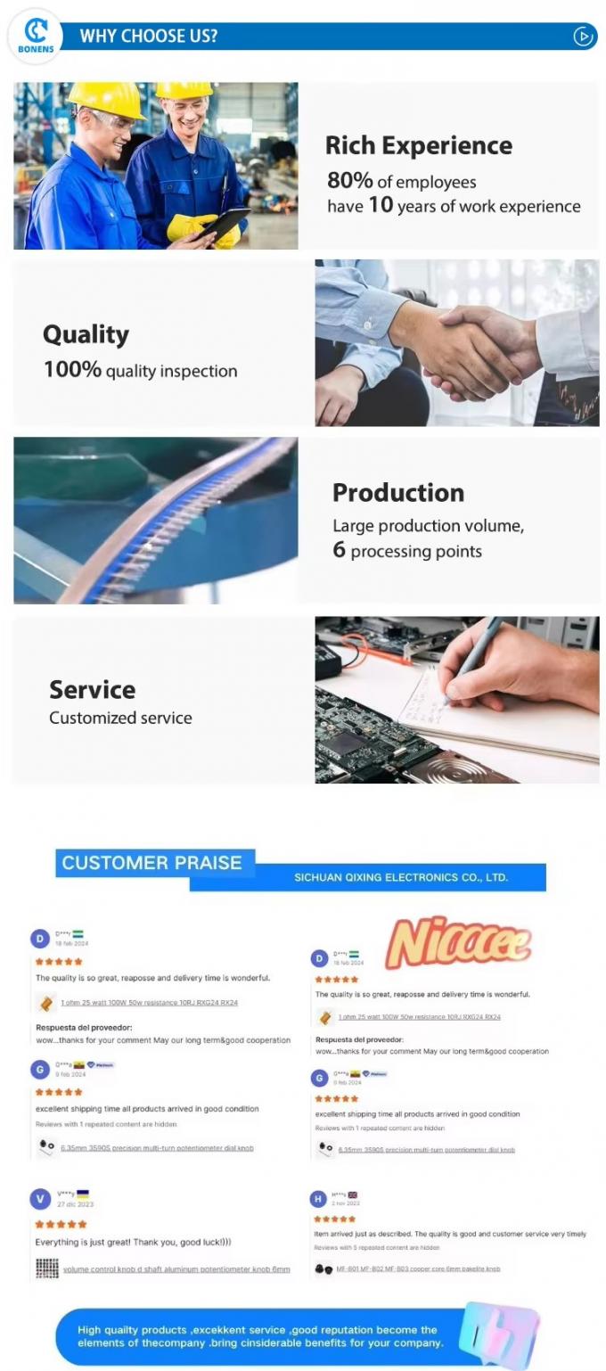 BONENS 3269W SMD Resistor variable 3269X Potenciómetro de recorte 3269P 500 OHM 0,25W 19